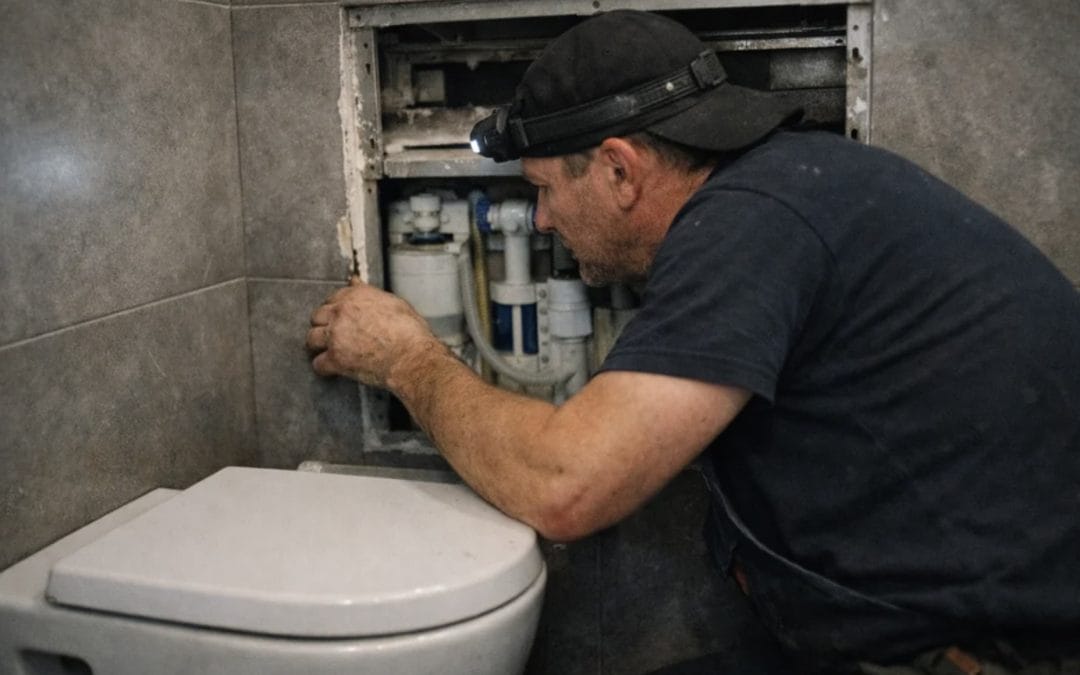 WC suspendu qui fuit : mécanisme encastré ou joint défectueux ?